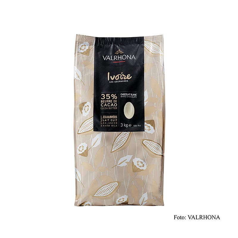 Valrhona Ivoire, weisse Couverture, Callets, 35% Kakaobutter, 3 kg