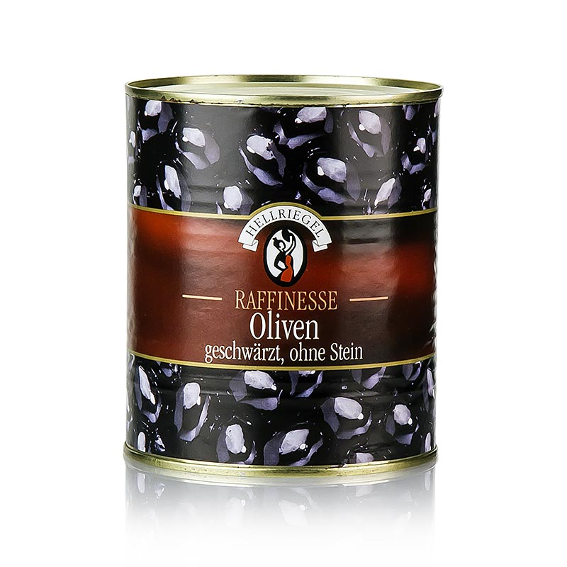 Hellriegel - Schwarze Oliven, ohne Kern, geschwärzt, in Lake, 850 g