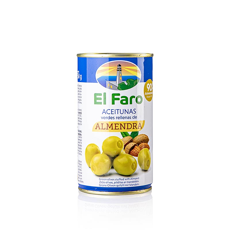 El Faro - Grüne Oliven, ohne Kern, mit Mandeln, in Lake, 350 g