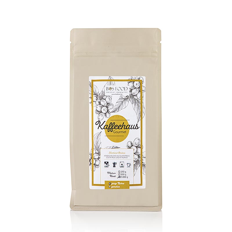 "Chef Food Gourmet" Kaffeehaus, ganze Bohnen, 100 % Arabica Kaffee, 1 kg