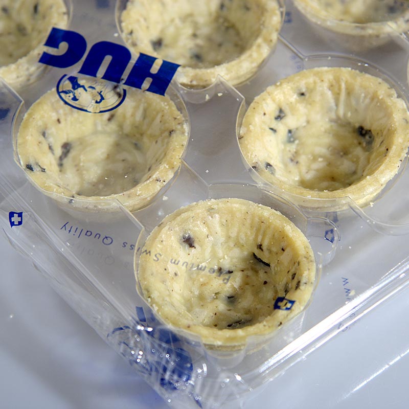 HUG - Mini Snack-Tartelettes, Oliven-Rosmarin-Teig, rund, ø 4,2 cm, salzig, vegan, 1,02 kg, 160 St