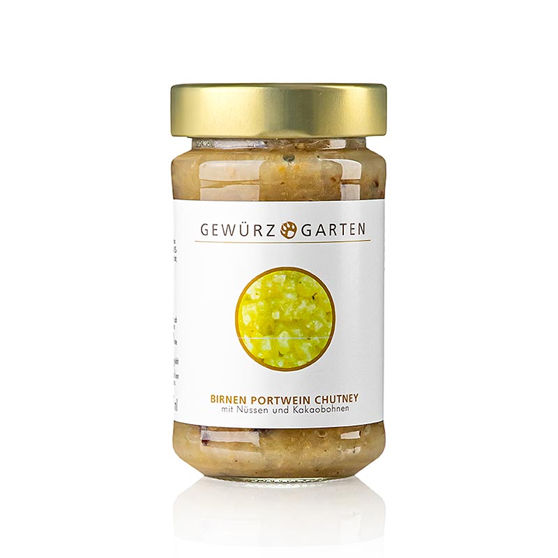Gewürzgarten Birnen Portwein Chutney, mit Nüssen, Ingwer und Kakaobohnen, 225 ml