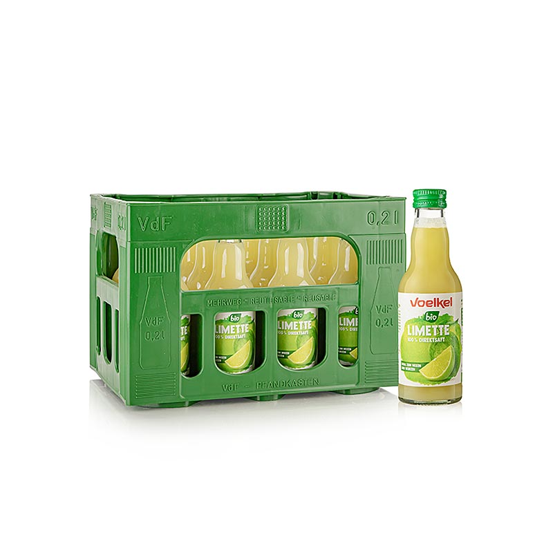 Voelkel - Limettensaft, 100 % Direktsaft, ungezuckert, BIO, 2,4 l, 12 x 200ml