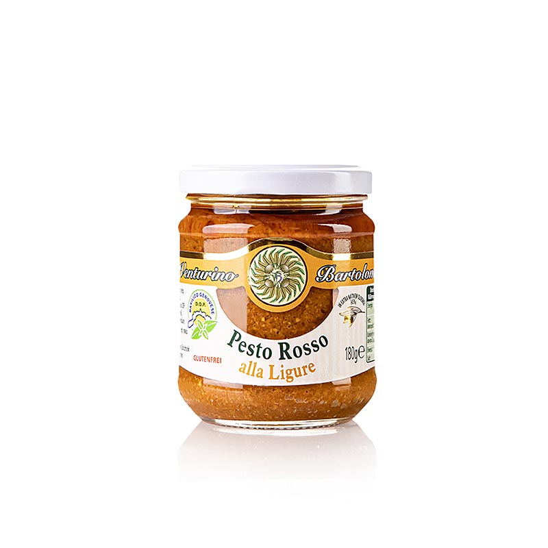 Pesto Rosso, Sauce mit Basilikum, Tomaten und Nüssen, Venturino, 180 g