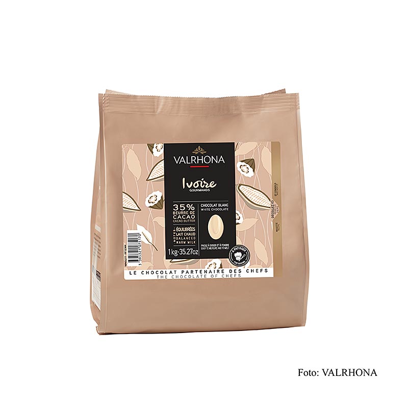 Valrhona Ivoire, weisse Couverture, Callets, 35% Kakaobutter, 1 kg