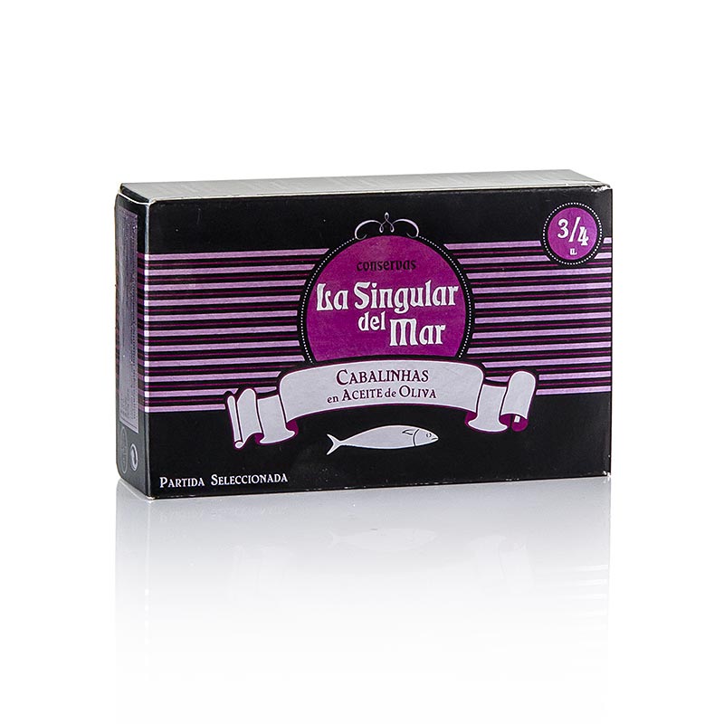 Makrelen "Caballitas", ganz, klein, in Olivenöl, La Singular del Mar, 120 g