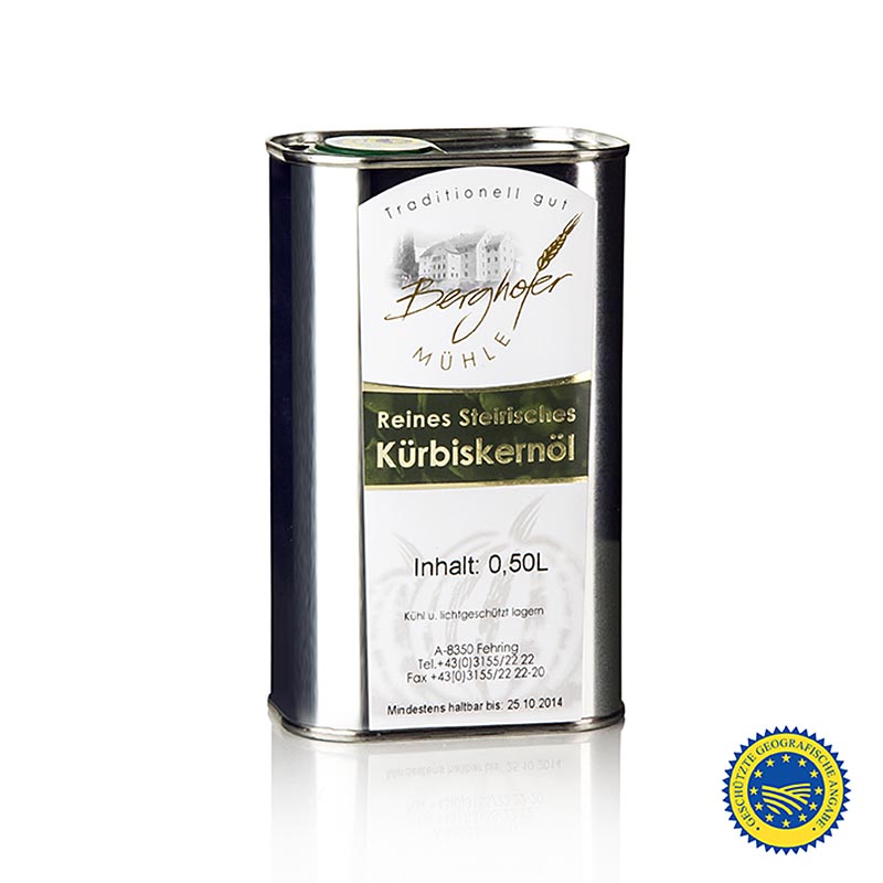 Kürbiskernöl aus der Steiermark g.g.A., 100% rein, Berghofer-Mühle, 500 ml