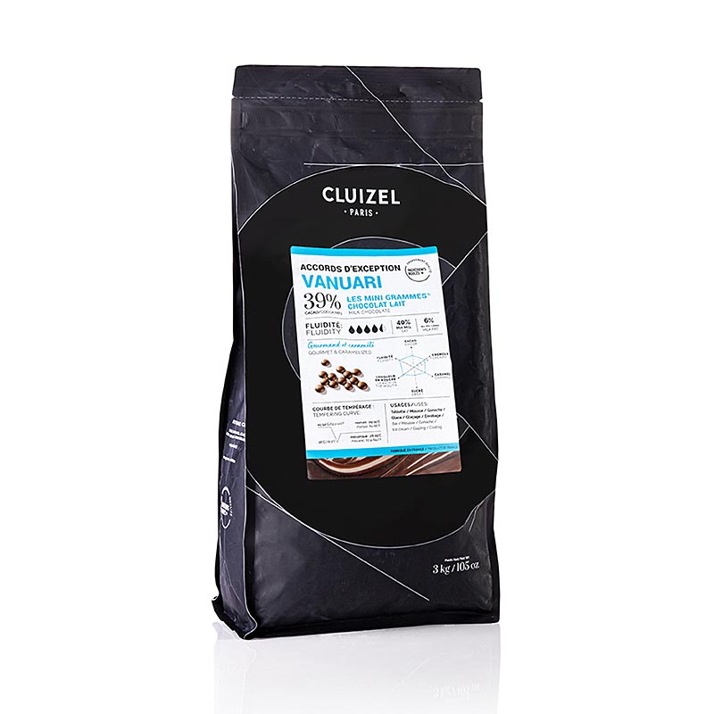 Vanuari 39%, Vollmilch Couverture, Grandes Teneurs, Callets, Michel Cluizel, 3 kg