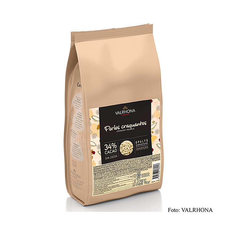 Valrhona Knusprige Perlen, Getreidefüllung mit Opalys Schokoüberzug, weiss, 3 kg
