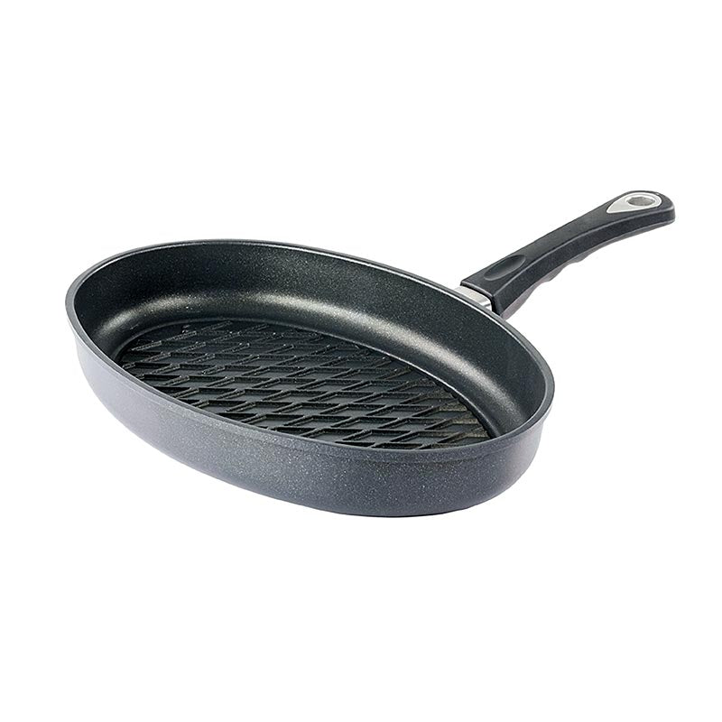 AMT Gastroguss, Grillpfanne, oval, Induktion, mit BBQ-Rautenmuster 35x24 cm, 1 St
