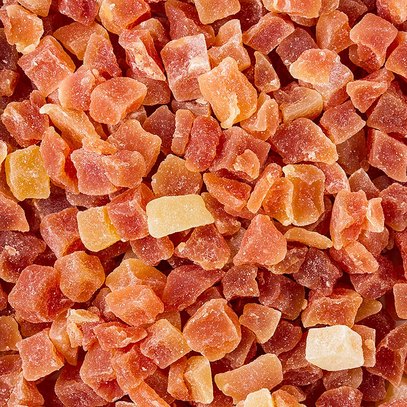 Papaya-Würfel, 10mm, getrocknet, gezuckert, ungeschwefelt, 1 kg