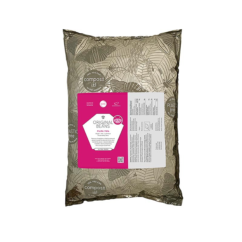 Piura Porcelana Peru, 75%, Bitter Couverture, Callets, Original Beans, BIO, 2 kg