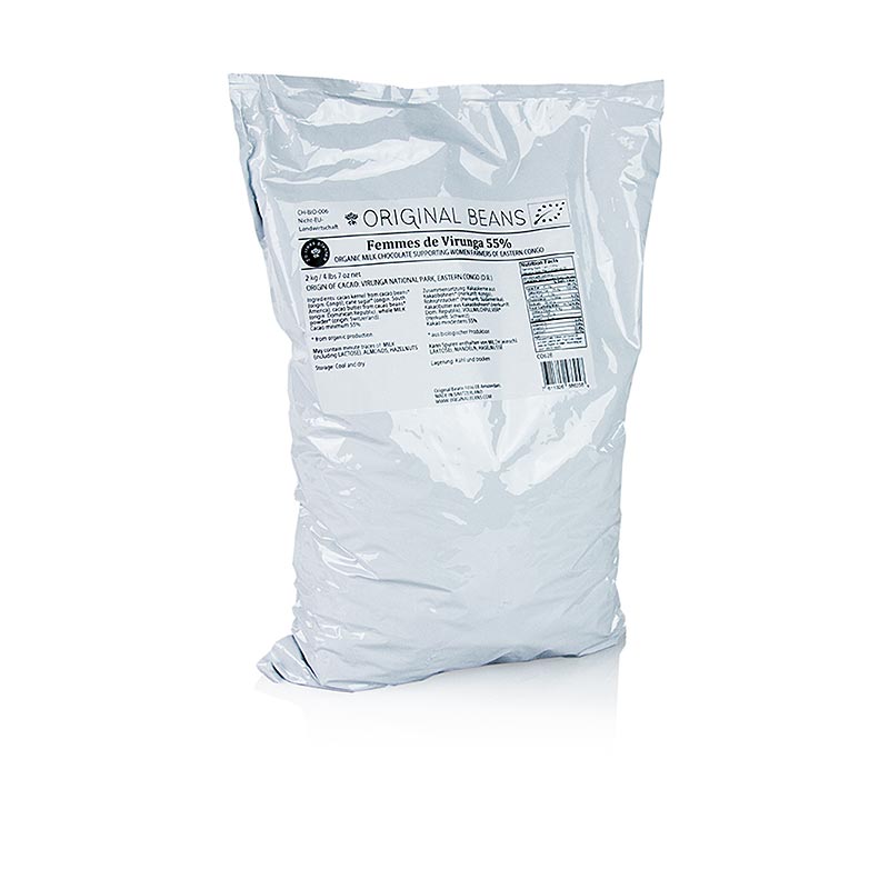 Femmes de Virunga Kongo, 55%, Milch Couverture, Callets, Original Beans, BIO, 2 kg