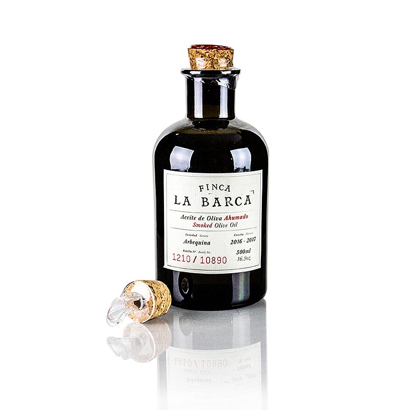 Olivenöl Geräuchert, 100% Arbequina, 500 ml, Finca La Barca, 500 ml
