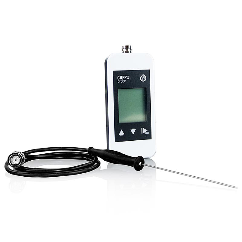 Chef´s Probe Thermometer m. Digitalanzeige, Einstechf. 80cm Kabel, 1,5mm, weiß,
