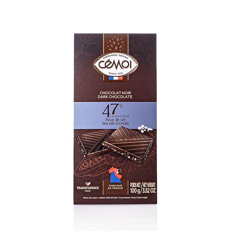 Schokoladen Tafel Zartbitter 47% Kakao, mit Fleur de Sel, 100 g, Cémoi, 100 g