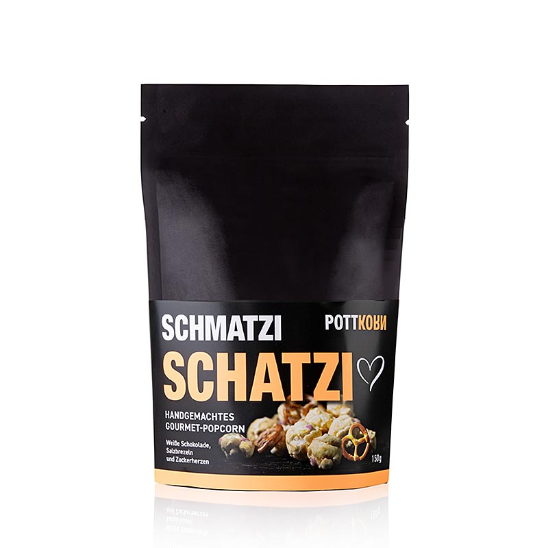 Pottkorn - Schmatzi Schatzi, Popcorn mit weisser Schokolade, Brezel, 150 g