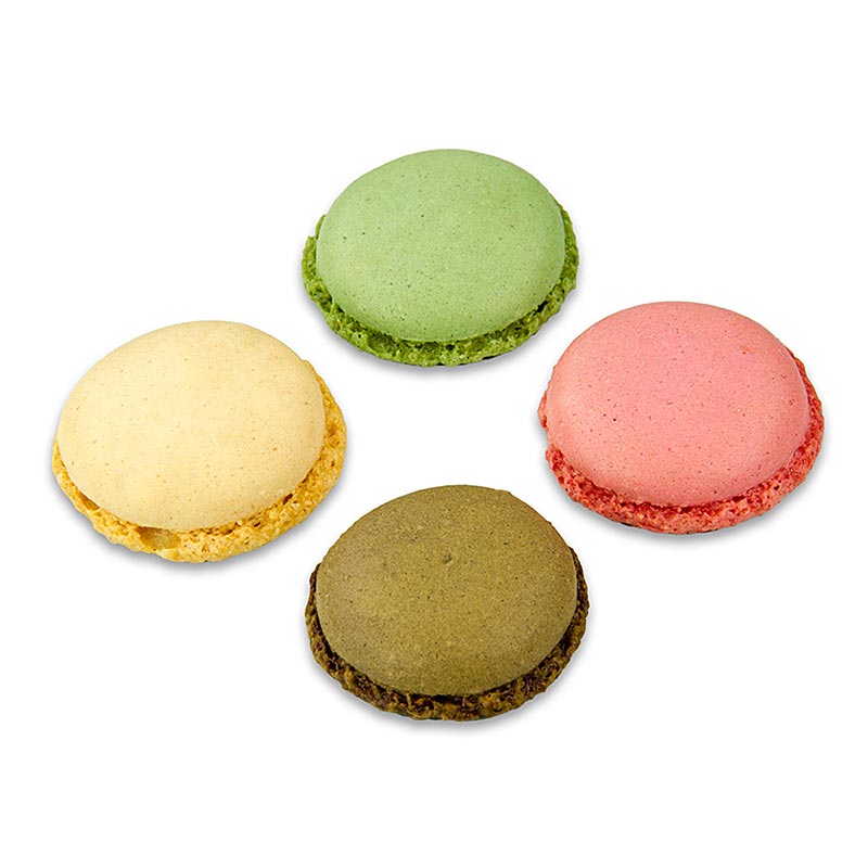 Macarons Mischung 1 (je 96 x Pistazie, Schoko, Natur, Himbeer), ca.Ø3,5cm, 921 g, 384 St