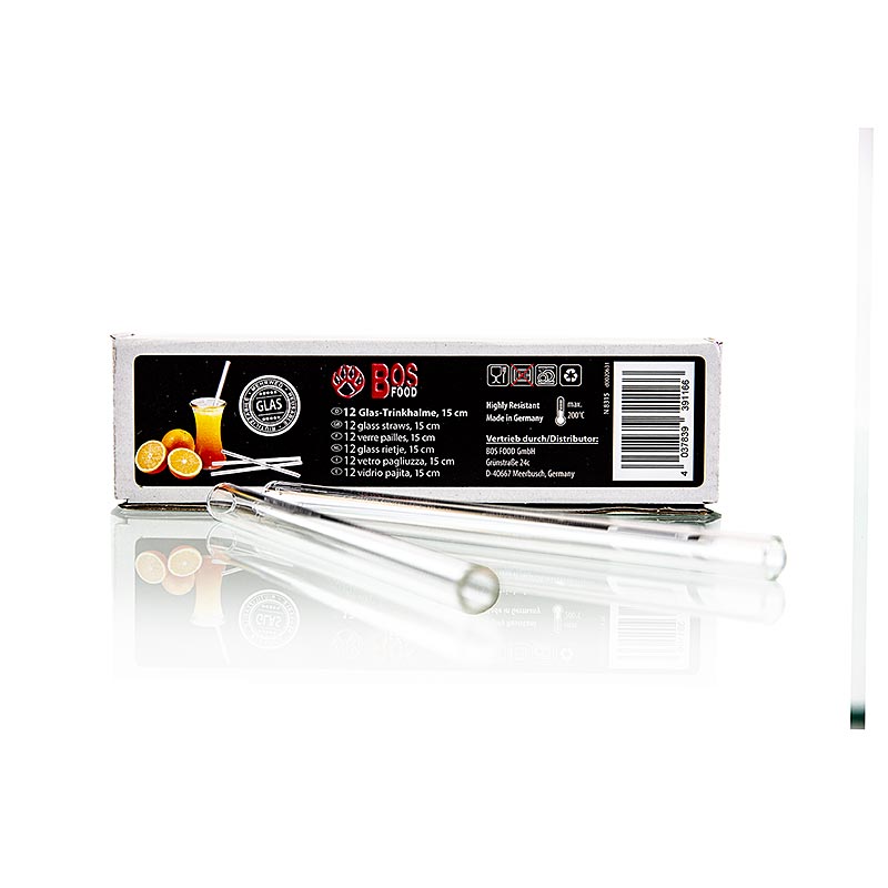 CHEF FOOD Glas-Trinkhalme, Duran-Glas, 15 cm, 12 St