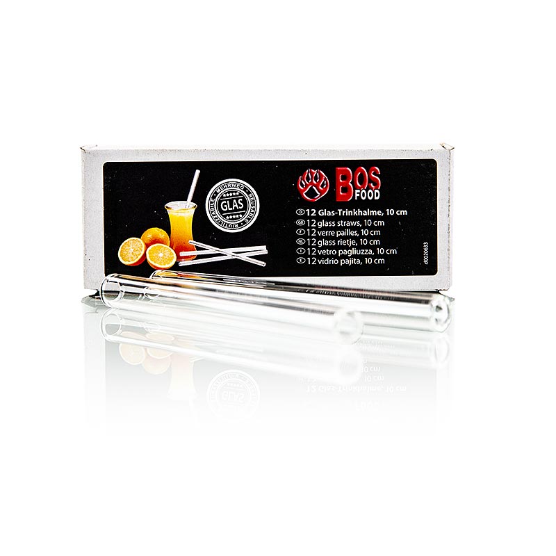 CHEF FOOD Glas-Trinkhalme, Duran-Glas, 10 cm, 12 St