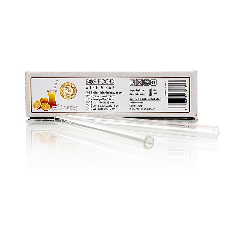 CHEF FOOD Glas-Trinkhalme, Duran-Glas, 15 cm (Wine & Bar Edition), 12 St