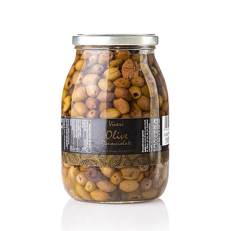 Schwarze Oliven, ohne Kern, Leccino (Denocciolate), Viveri, 950 g
