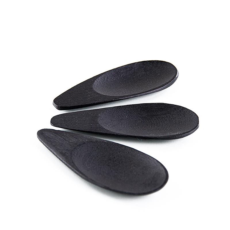 Mehrweg Bambusschale in Löffelform, schwarz, 10x3,8 cm, spülmaschinenfest, 25 St