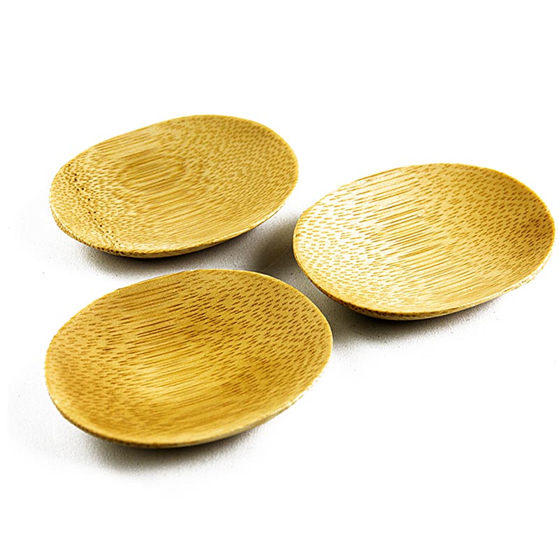 Mehrweg Bambusschale braun, oval, 7,7x6,3 cm, spülmaschinenfest, 25 St