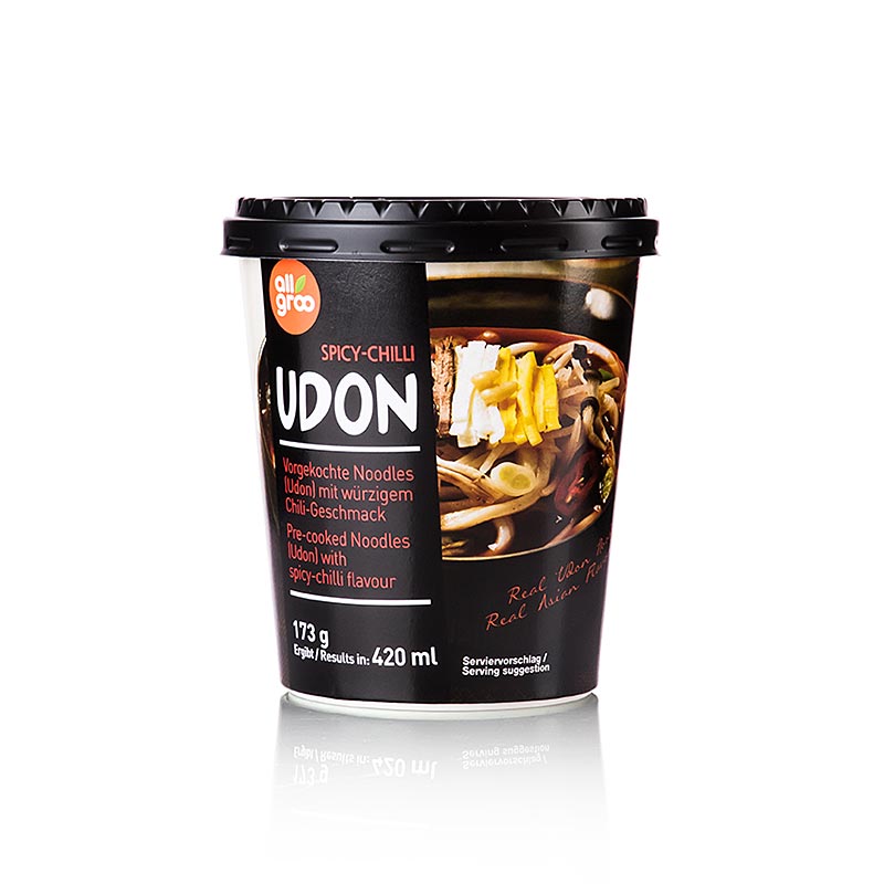 Instant Udon Cup Nudeln, Spicy Chili (scharf), Südkorea, Allgroo, 173 g