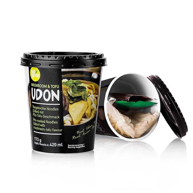 Allgroo - Instant Udon Cup Nudeln, Mushroom & Tofu (Pilz), Südkorea, 173 g