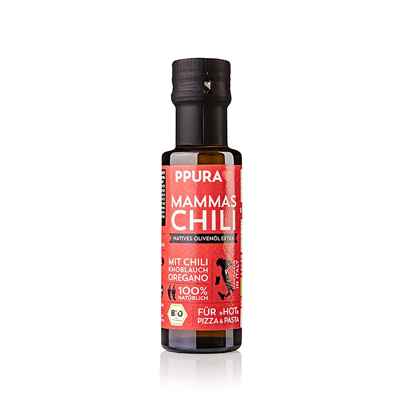 Natives Olivenöl Extra, Ppura Mammas Chili, Knoblauch & Oregano, BIO, 100 ml