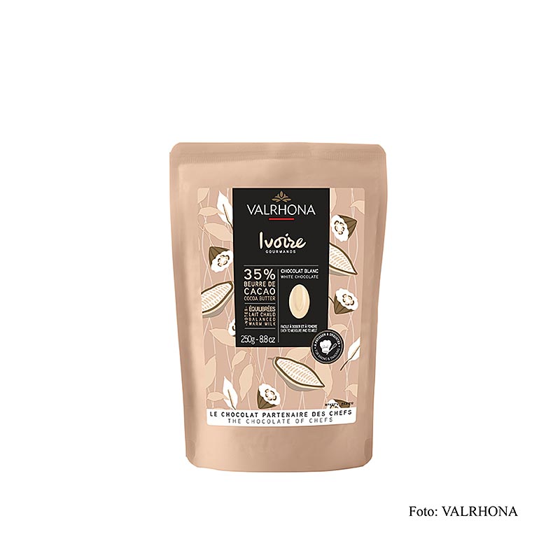 Valrhona Ivoire, weisse Couverture, Callets, 35% Kakaobutter, 250 g
