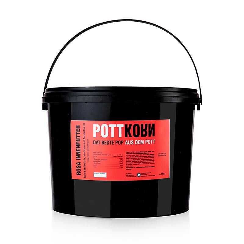 Pottkorn - Rosa Innenfutter, Popcorn mit weißer Schokolade und Himbeeren, 1 kg