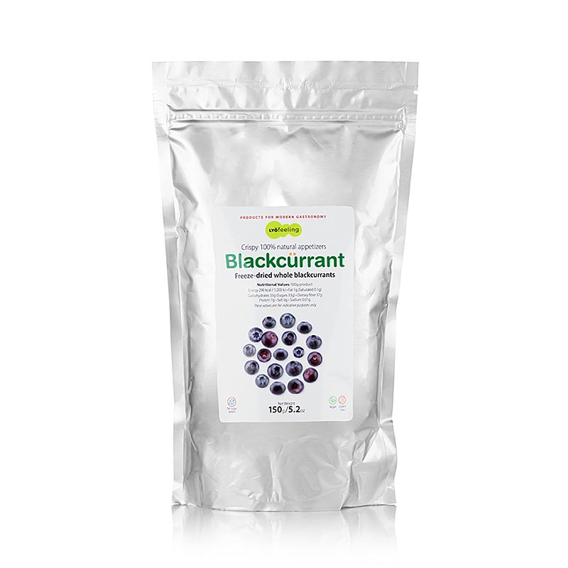 TÖUFOOD LYOFËELING BLACKCÜRRANT, gefriergetrocknete Johannisbeeren, ganz, 150 g