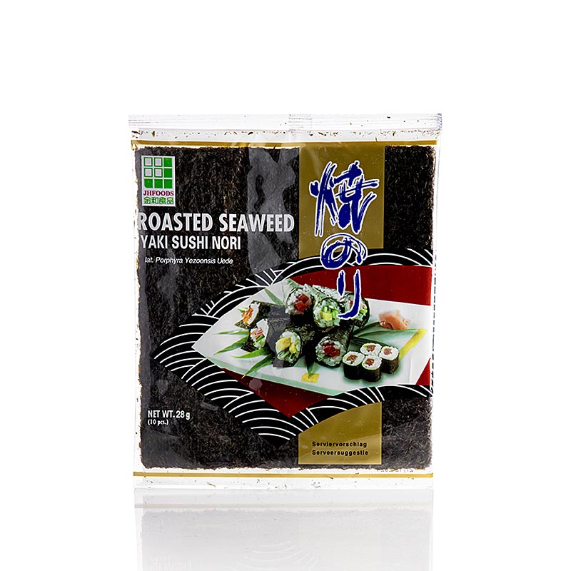 Yakinori ganze Größe, getrocknete Algenblätter, geröstet, JHFOODS, 28 g, 10 Blat