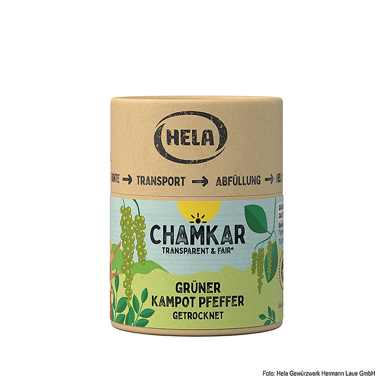 HELA Chamkar - Grüner Kampot Pfeffer, getrocknet, ganz, g.g.A., 25 g