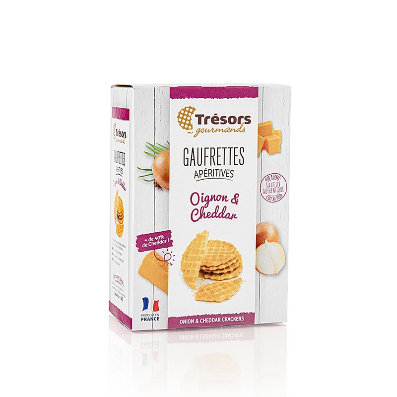 Barsnack Trésors- franz. Mini-Waffeln mit Zwiebel und Cheddar Käse, 60 g