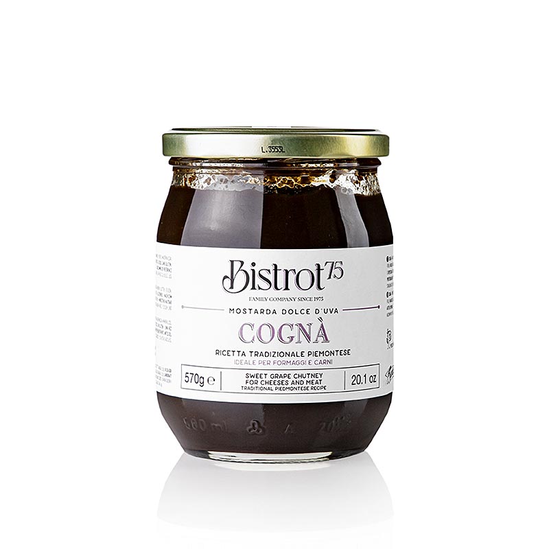 Tartuflanghe - Bistro 75 - Cognà - Süßes Traubenmost-Chutney, 570 g