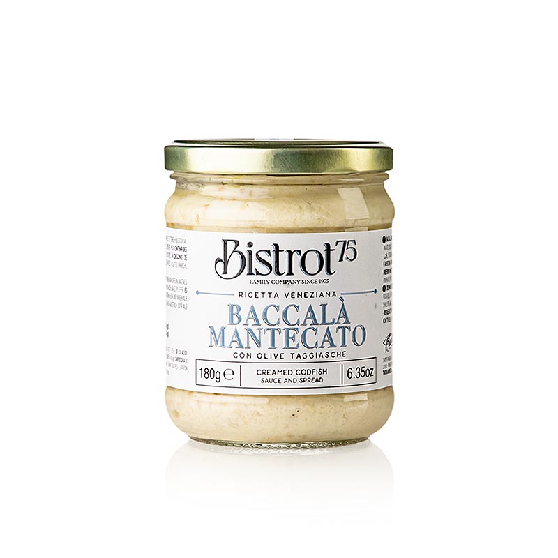 Tartuflanghe - Bistro 75 - Baccala mantecato - Brandade Creme von Fisch & Oliven, 180 g