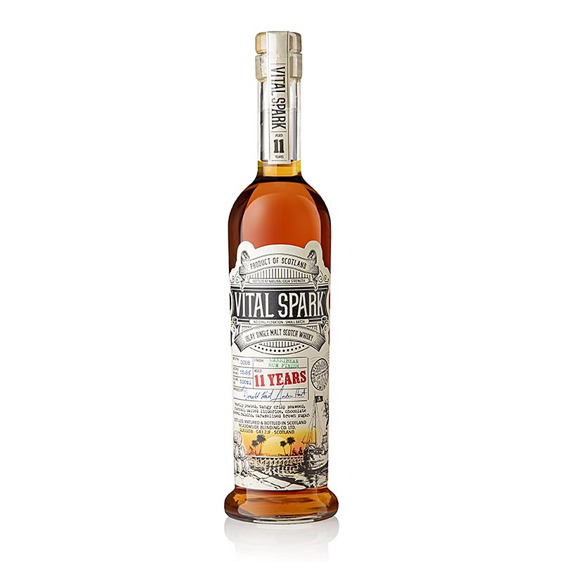 Single Malt Whisky Vital Spark, Rum Finish, 11 Jahre, 55,8 % vol., Islay, 500 ml