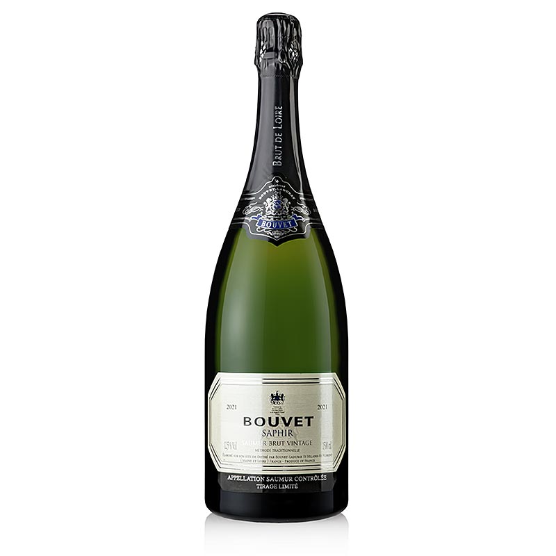 2021er Saphir Blanc Saumur Brut Sekt, Cremant de Loire, 12,5 % vol., Bouvet, 1,5 l