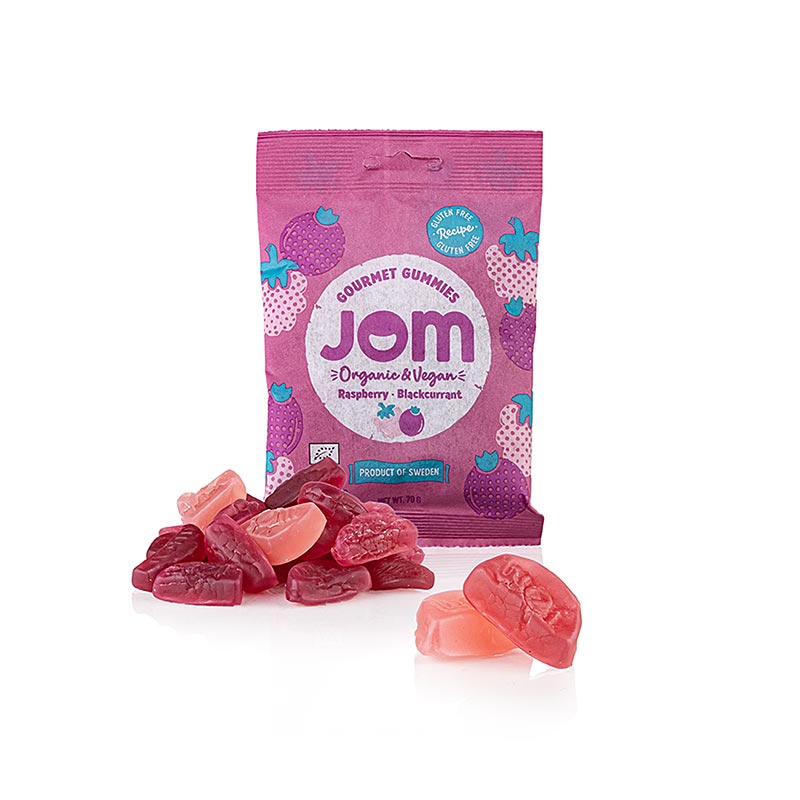 JOM - Raspberry & Black Currant Gummy Candy (Fruchtgummi), vegan, BIO, 70 g