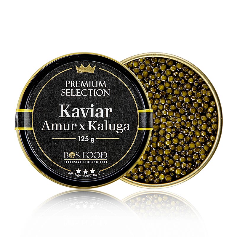BOS FOOD Premium Selection - Kreuzung Amur x Kaluga, Aquakultur, ohne Konservierungsmittel, China, 125 g