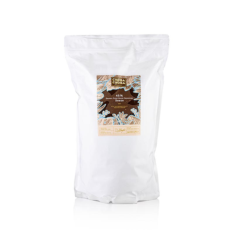 Doriza, vegane Couverture, 45 % Kakao, mit Hafer, Callets, Choba Choba, BIO, 3 kg