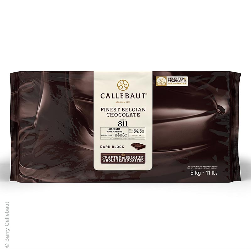 Callebaut - Zartbitterschokolade, Block, für Pralinen, 54,5% Kakao, 5 kg