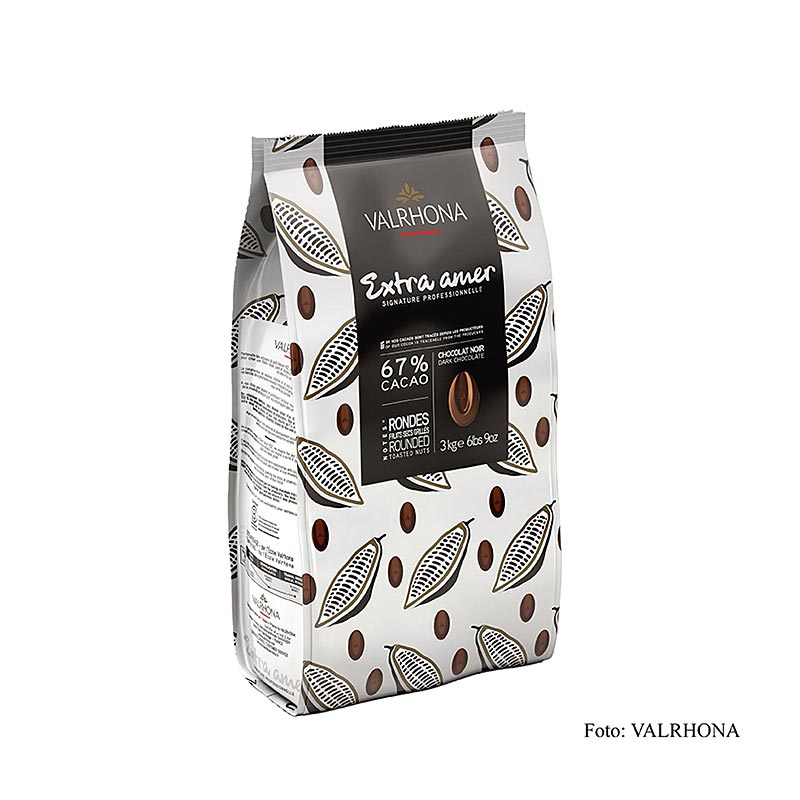 Valrhona Extra Amer, dunkle Couverture, Callets, 67% Kakao, 3 kg