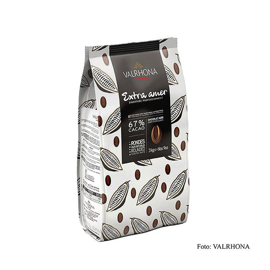 Valrhona Extra Amer, dunkle Couverture, Callets, 67% Kakao, 3 kg