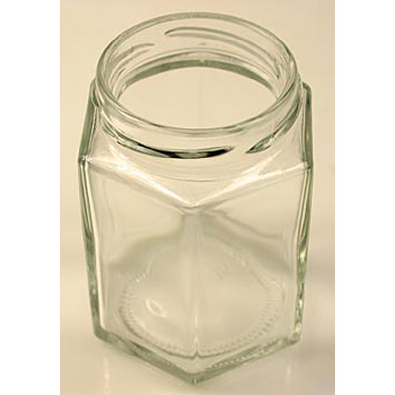 Glas, sechseckig, 191 ml, ø 58 mm Mündung, ohne Deckel, 1 St