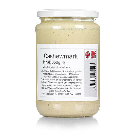 BOS FOOD Cashewkerne Mark/Paste, 650g., 650 g