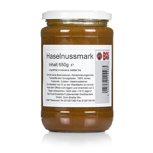 BOS FOOD Haselnuss-Mark, 100% Mark ohne Zusatzstoffe, 650 g